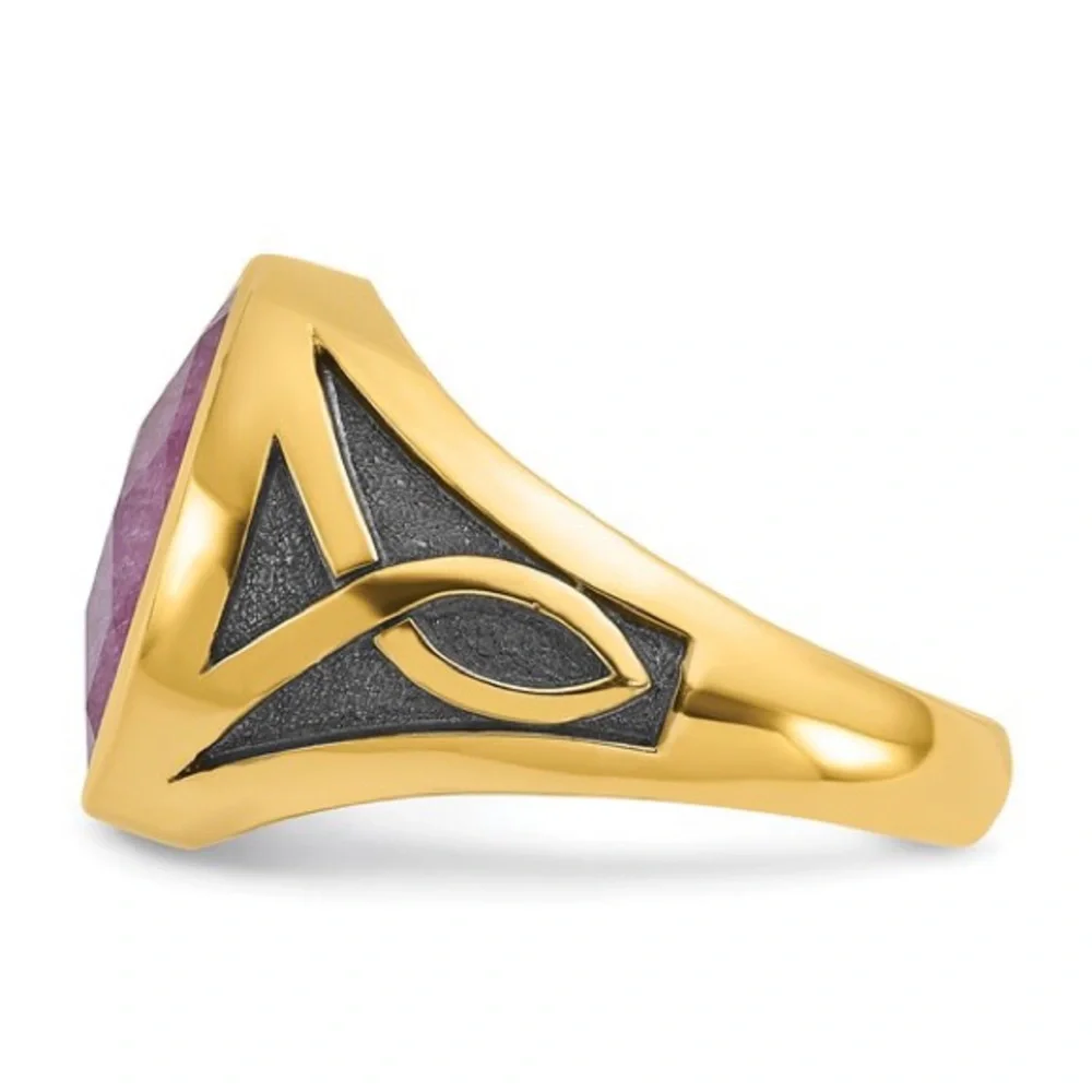 10K Yellow Gold IBGoodman Men’s Ruby Doublet Stone Ring